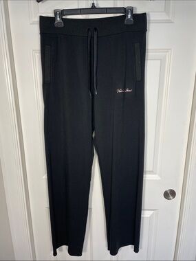 Victoria's Secret Sweatpants Medium Black Logo Drawstring Waist New Pockets